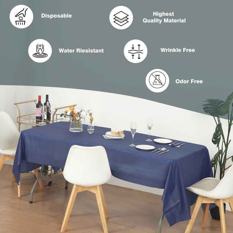 EVER SHINE Evershine (12-Pack Heavy Duty Plastic Table Covers Tablecloth (Reusable) (Rectangle 54" X 108", Navy Blue) - Image 2
